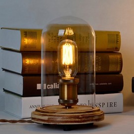 Art Deco Wooden Desk Lamps Clear Glass Lampshade Base Bulb Table Lights Wood Light Reading Lamps